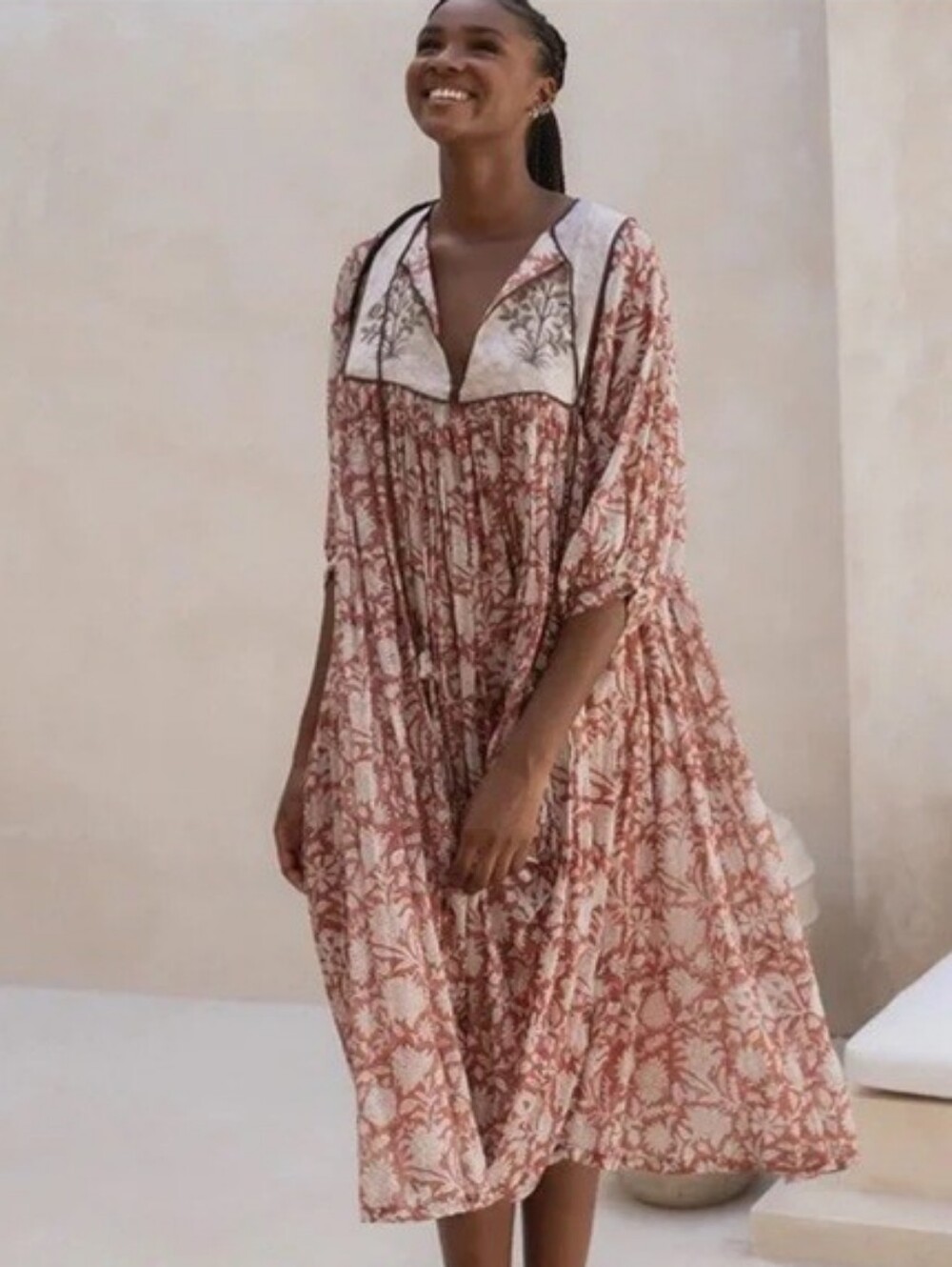 NWOT Daughters Of India Diya Midi Dress Chestnut